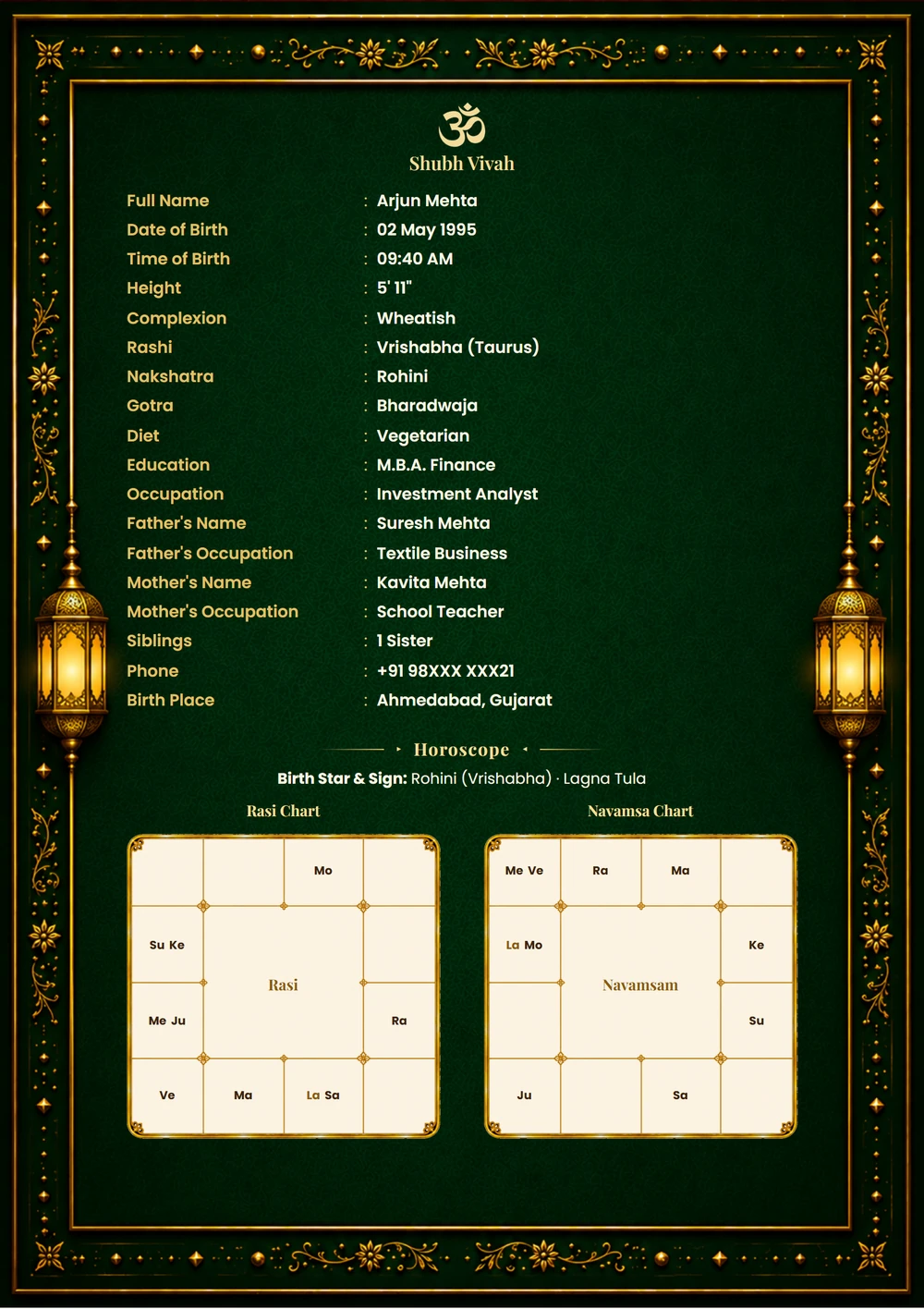 Royal Green biodata template