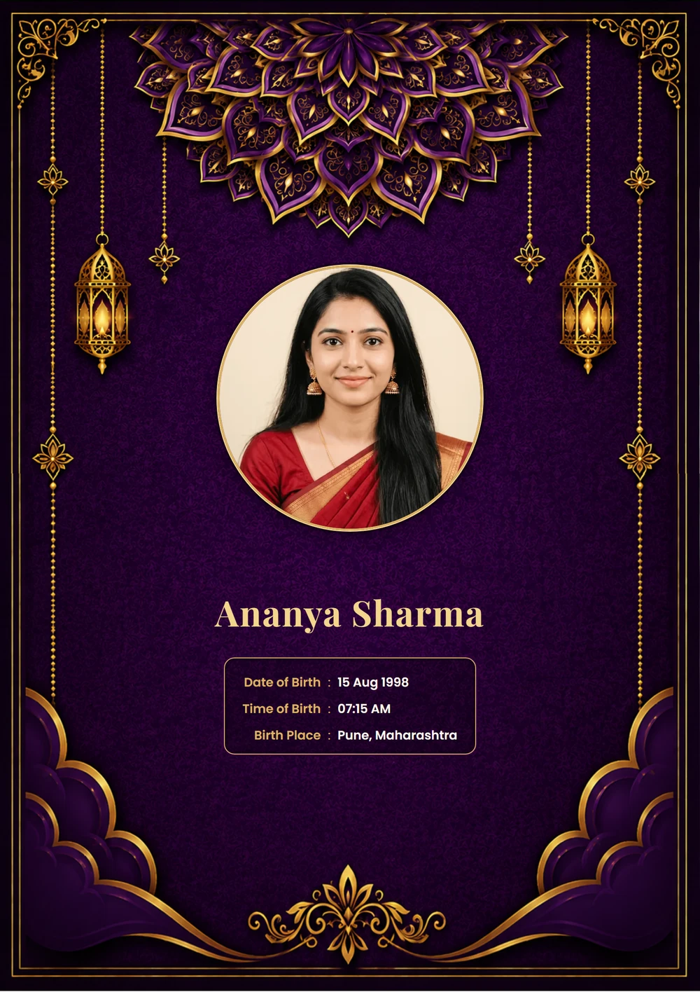 Royal Purple biodata template