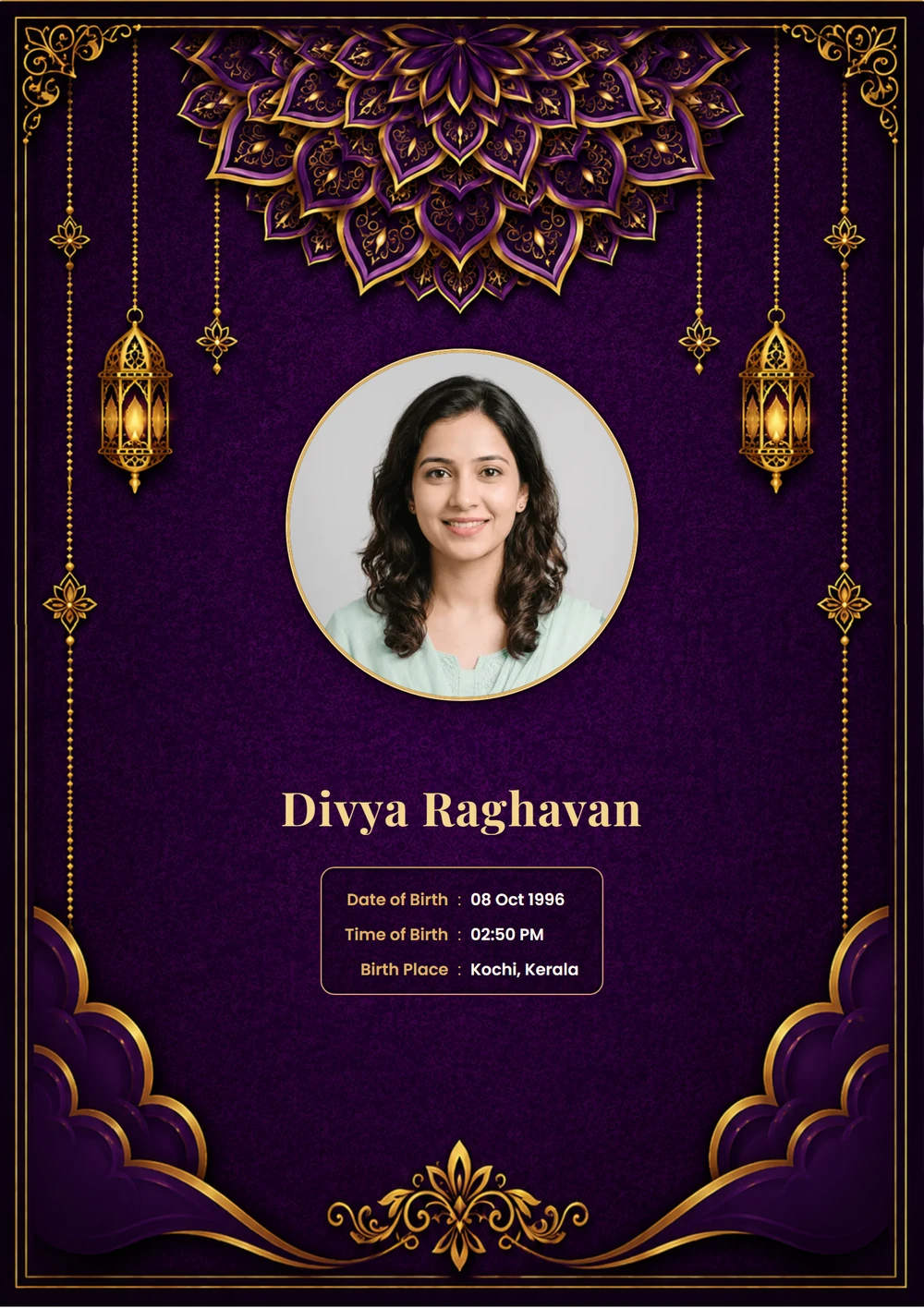 Royal Purple biodata template