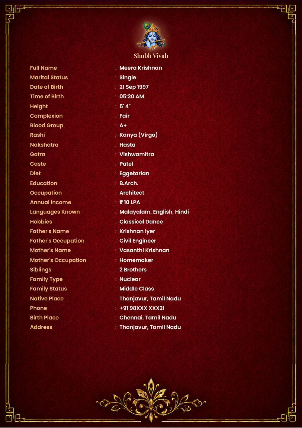 Royal Red biodata template