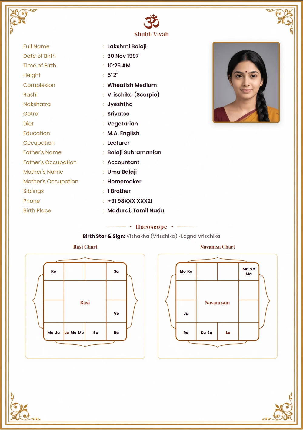 Temple Gold biodata template
